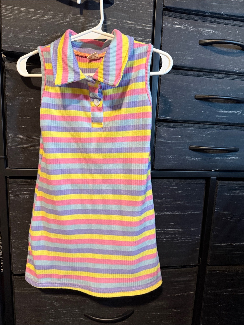 Girls' Pastel Stripe Polo Dress - Pink, Yellow & Lavender